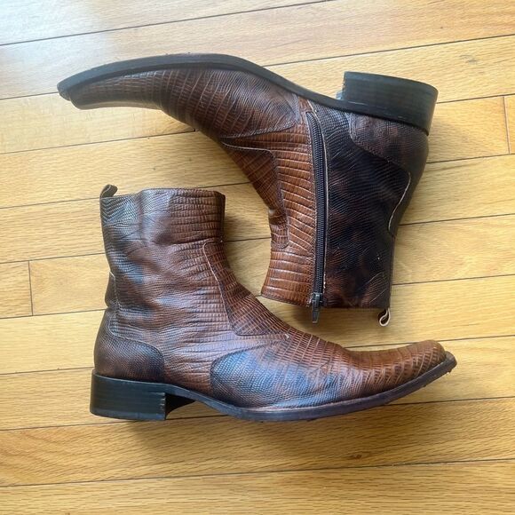 ALDO Men’s Brown Leather Short Ankle Western Cowboy Rodeo Boots Sz 42 - Picture 10 of 11